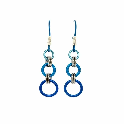 Triple Bean Dark Blue Drop Earrings